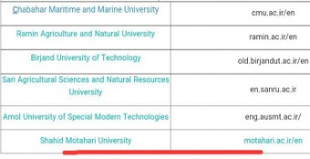 اضافه شدن نام دانشگاه شهید مطهری در فهرست انگلیسی مراکز علمی وزارت علوم، تحقیقات و فناوری